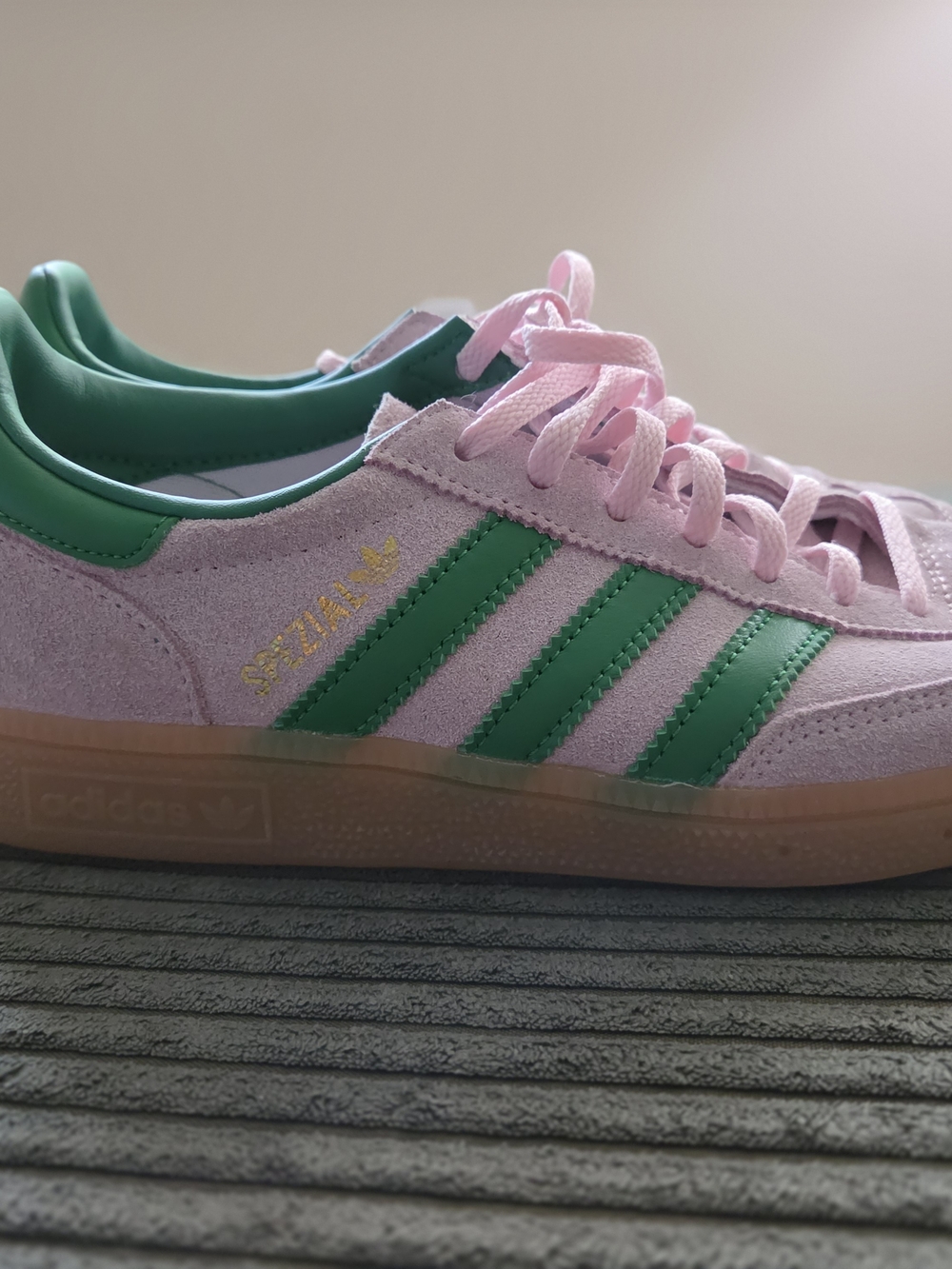 Adidas Spezial Kids Suede Sneaker - Pink with Green Accents